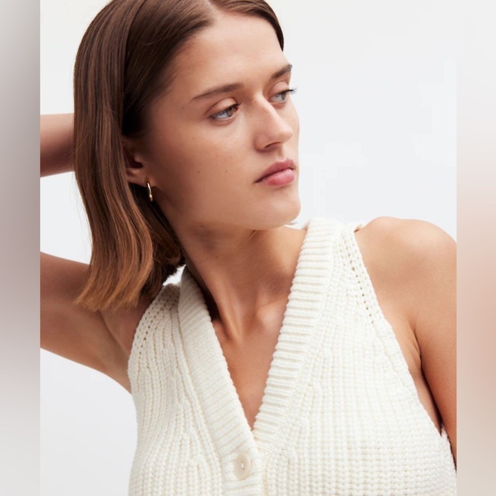 NWOT Madewell Cutaway Sweater Vest Bright Ivory Size S - Picture 7 of 12